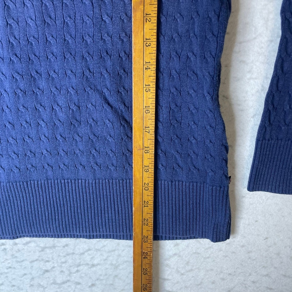 Polo Jeans Company Ralph Lauren Cable Knit Quarter Zip Sweater Navy Blue M M - Picture 5 of 6